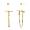 Stud & Toggle Chain Front To Back Earrings In Silver Tone Or Gold Tone, Set Of 2 - ALLSAINTS