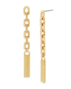 Logo Etched Chain Link Linear Drop Earrings - ALLSAINTS
