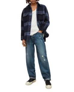 Reeves Cotton Distressed Relaxed Jeans In Dark Indigo - ALLSAINTS -Fashion Clothing AllSaints 11991482 fpx