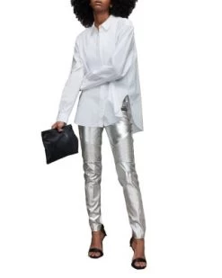 Suri High Rise Skinny Metallic Biker Jeans In Silver - ALLSAINTS -Fashion Clothing AllSaints 12533914 fpx