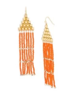 Pyramid & Color Bead Chandelier Earrings In Gold Tone - ALLSAINTS