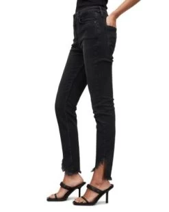Dax Asymmetric Hem Skinny Jeans In Washed Black - ALLSAINTS -Fashion Clothing AllSaints 12955159 fpx