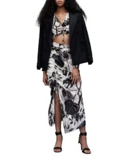 Carla Jackie Floral Ruched Skirt - ALLSAINTS -Fashion Clothing AllSaints 12962925 fpx