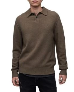 Statten Solid Long Sleeve Polo Shirt - ALLSAINTS