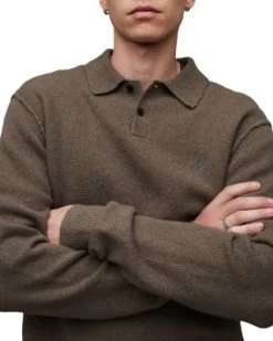 Statten Solid Long Sleeve Polo Shirt - ALLSAINTS -Fashion Clothing AllSaints 13015193 fpx
