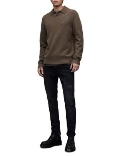 Statten Solid Long Sleeve Polo Shirt - ALLSAINTS -Fashion Clothing AllSaints 13015195 fpx