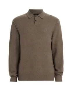 Statten Solid Long Sleeve Polo Shirt - ALLSAINTS -Fashion Clothing AllSaints 13015196 fpx