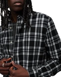 Leulus Long Sleeve Plaid Shirt - ALLSAINTS -Fashion Clothing AllSaints 13032441 fpx