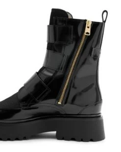 Women's Lynx Triple Buckle & Calf Hair Booties - ALLSAINTS -Fashion Clothing AllSaints 13057094 fpx