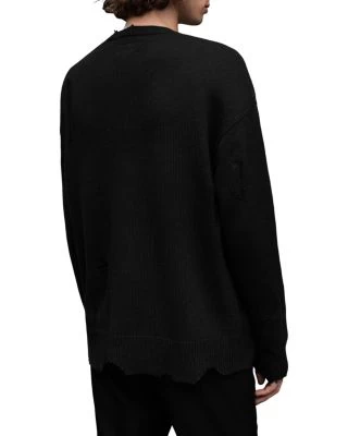 Vicious Wool & Cotton Destroyed Oversized Fit Crewneck Sweater - ALLSAINTS 3 Vicious Wool & Cotton Destroyed Oversized Fit Crewneck Sweater - ALLSAINTS - Image 3