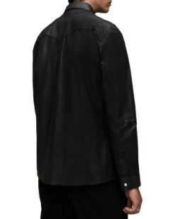 Ivan Leather Snap Shirt - ALLSAINTS -Fashion Clothing AllSaints 13081941 fpx