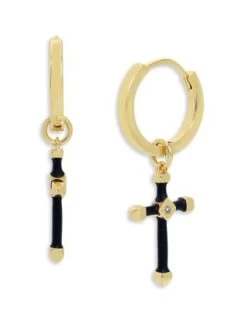 Enamel Cross Dangle Huggie Hoop Earrings - ALLSAINTS