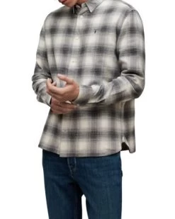 Omega Relaxed Fit Printed Long Sleeve Shirt - ALLSAINTS -Fashion Clothing AllSaints 13170500 fpx