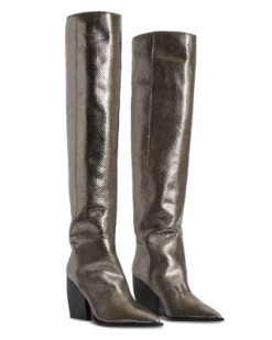 Women's Reina Metallic Pointed Toe High Heel Boots - ALLSAINTS -Fashion Clothing AllSaints 13208914 fpx