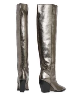 Women's Reina Metallic Pointed Toe High Heel Boots - ALLSAINTS -Fashion Clothing AllSaints 13209033 fpx