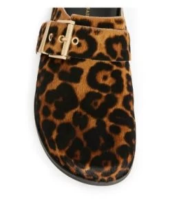 Venus Lepo Buckled Animal Print Calf Hair Mules - ALLSAINTS -Fashion Clothing AllSaints 13209119 fpx