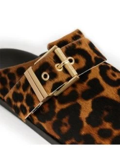 Venus Lepo Buckled Animal Print Calf Hair Mules - ALLSAINTS -Fashion Clothing AllSaints 13209121 fpx