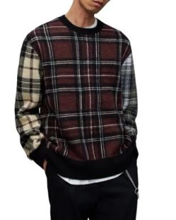 Ness Oversized Mixed Pattern Crewneck Sweater - ALLSAINTS