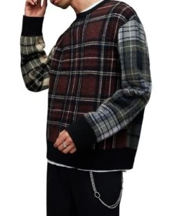 Ness Oversized Mixed Pattern Crewneck Sweater - ALLSAINTS -Fashion Clothing AllSaints 13240134 fpx