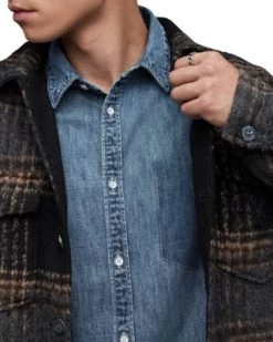 Solar Long Sleeve Denim Shirt - ALLSAINTS -Fashion Clothing AllSaints 13240357 fpx