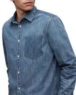 Solar Long Sleeve Denim Shirt - ALLSAINTS -Fashion Clothing AllSaints 13240359 fpx