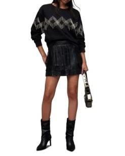 Aisha Fringed Leather Skirt - ALLSAINTS -Fashion Clothing AllSaints 13240858 fpx