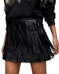 Aisha Fringed Leather Skirt - ALLSAINTS -Fashion Clothing AllSaints 13240859 fpx