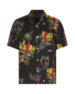 Cosmonaut Relaxed Fit Printed Short Sleeve Camp Shirt - ALLSAINTS -Fashion Clothing AllSaints 13241409 fpx