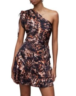 Cayla Spark Printed One Shoulder Mini Dress - ALLSAINTS