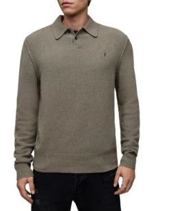 Statten Solid Long Sleeve Polo Shirt - ALLSAINTS -Fashion Clothing AllSaints 13260808 fpx
