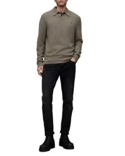 Statten Solid Long Sleeve Polo Shirt - ALLSAINTS -Fashion Clothing AllSaints 13260812 fpx