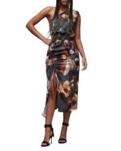Laura Mars Asymmetric Printed Midi Dress - ALLSAINTS